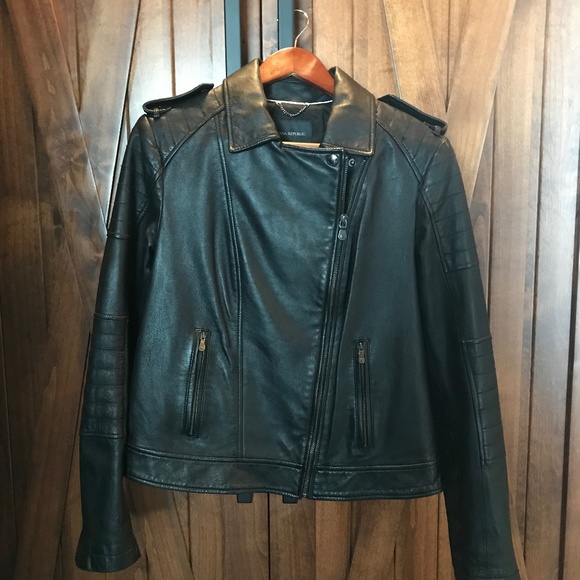 New Banana Republic Leather Jacket Size Large - Picture 1 of 4